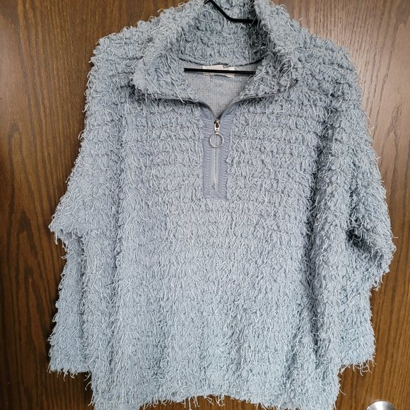 Skye's The Limit Women's Blue Eyelash Knit Sweater Turtleneck Pullover Large - Picture 11 of 16